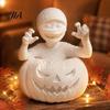 Handgefertigte Heimdeko-Figur 3D-gedruckte Kürbisjunge-Figur, Unbemalte weiße DIY-Statue, Moderne minimalistische Raum-Halloween-Mumien-Skulptur,