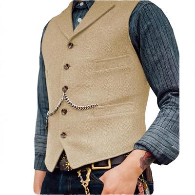 Men's Slim Fit Herringbone Vest - Formal & Casual Business Style