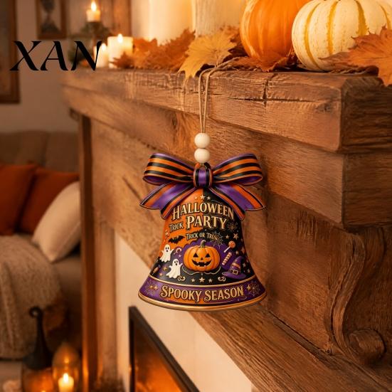 Home Wall Door Decoration Halloween USA Liberty Bell Ornament, 2D Acrylic Spooky Pumpkin Autumn Holiday Ornaments Ghost Hanging for Party Decor