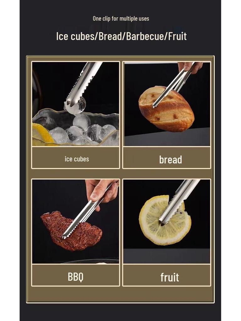 Stainless Steel Multi-Purpose Tongs: Perfect for Ice, Food, Bread, Fruits, Grilled Sausage, and Lemon