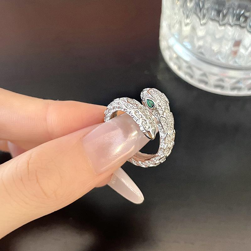 Serpentine Niche Design Sense Eyes Butterfly Full Of Diamonds Zircon Cold Wind Personality High Sense Open Ring Woman