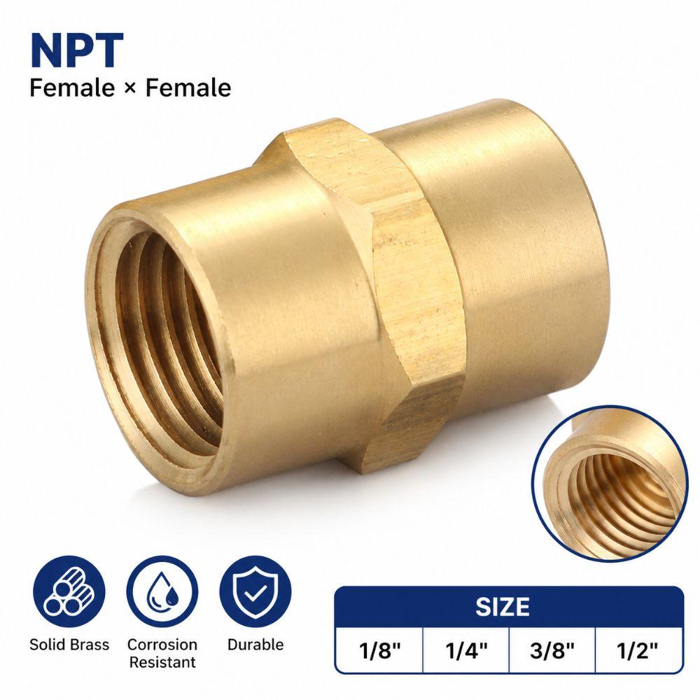 1/4" 1/8" 3/8" 1/8" NPT Female Coupling Brass Pipe Fitting Adapter Air Hose Adapter Compressor Use