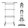 4-Tier Foldable Drying Rack Free Standing Movable Laundry Rack with 4 Castors Rolling Clothes Horses Dryer Rack W/ 4 Drying Pole