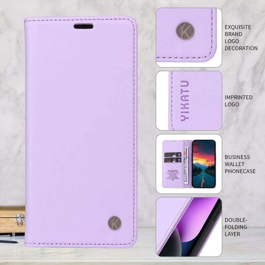 For Vivo V50 5G Phone Cases YIKATU Magnetic Closure PU Leather Mobile Cover  -  Light Purple