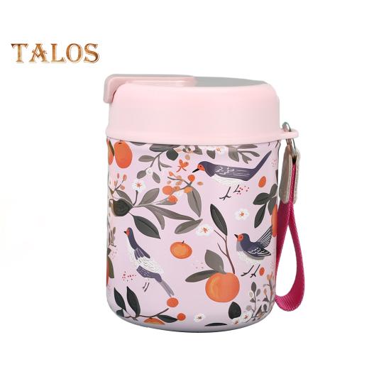 

Вакуумный ланч-бокс из нержавеющей стали, пищевой контейнер без бисфенола А со складной ложкой, герметичный ланч-бокс с широким горлом для дома, кухни, офиса и улицы розовый