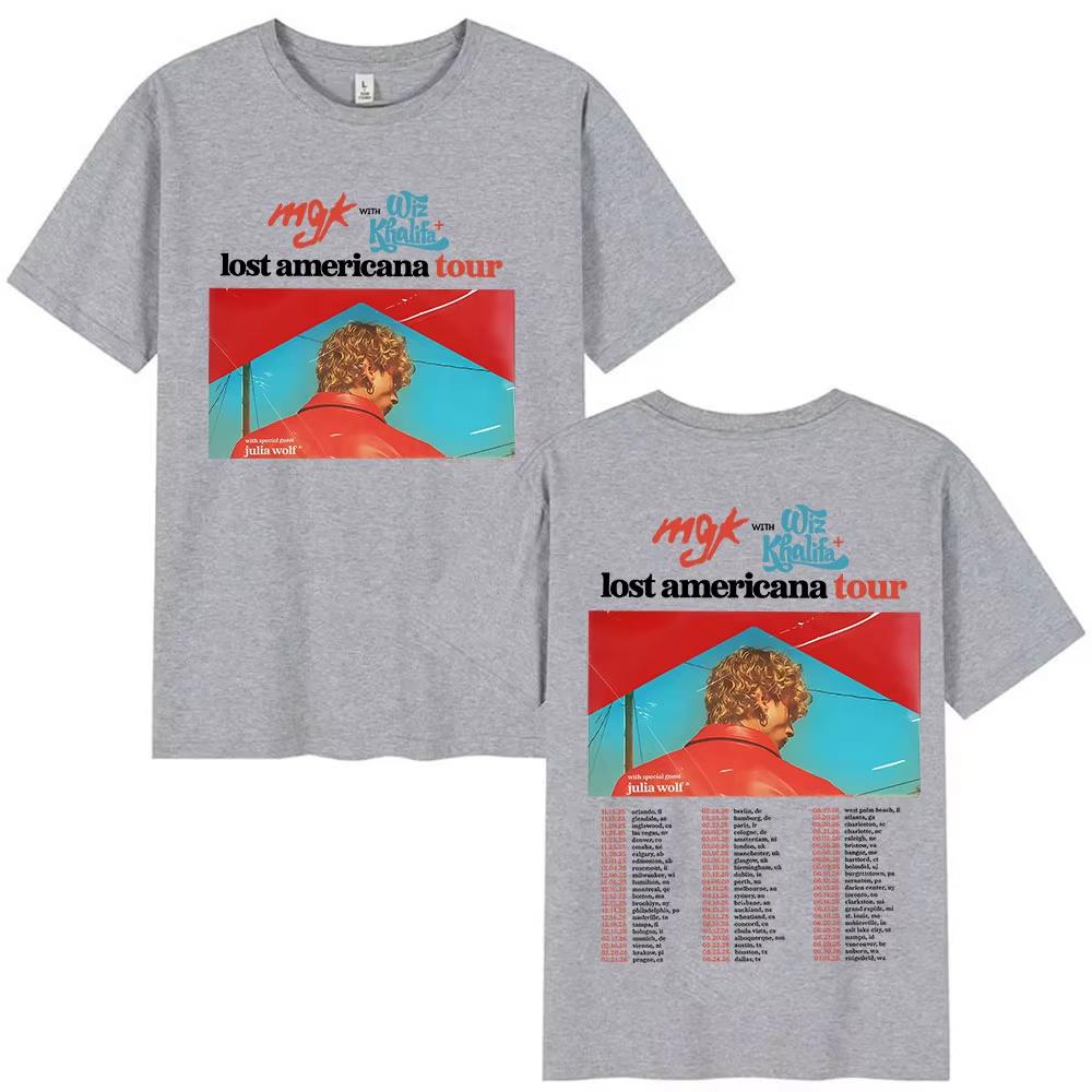 

Rapper Mgk Lost Americana Tour Graphic T Shirt Men s Fashion Short Sleeve T-shirts Retro Cotton T-shirts Streetwear 3XL
