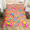 Erosebridal 60S 70S Hippie Duvet Cover Twin Vintage Boho Sun Bedding Set Groovy Flowers Clouds Love Hearts Comforter Cover for Kids Girls Te