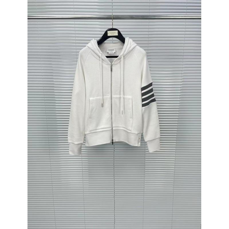 Unisex Oversized Hooded Zip-Up Sweatshirt Winter Thick Cotton Pullover With 4-Stripe Detail