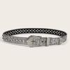 Bling Bling Sparkling Rhinestone Studded Western Metal [Lamerry] Belt, Belt, Buckle, 115cm, Men's & Women's (Silver)