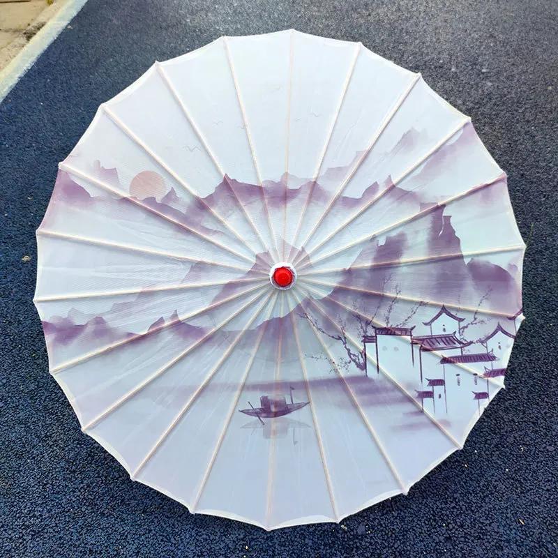 84cm Vintage Chinese Umbrella Silk Cloth Japan Cherry Blossoms Umbrella Home Hotel Ceiling Decor Anime Festival Umbrella Props