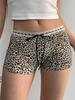 Sommar Grunge Short Leopard Sexiga spetsjeans Dam Estetisk Y2k Rosett Skinny Streetwear Byxor Kvinnlig Vintage A-linje Slim Shorts Kläder
