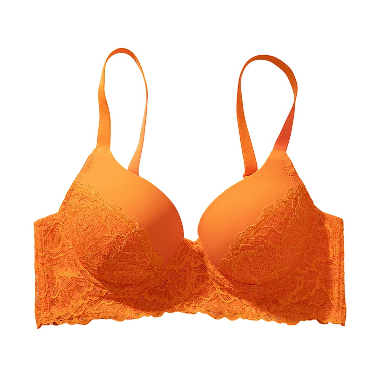 

Direct supply breathable gather comfortable underwear large size anti-sagging bra sexy bra 90C помаранчевий