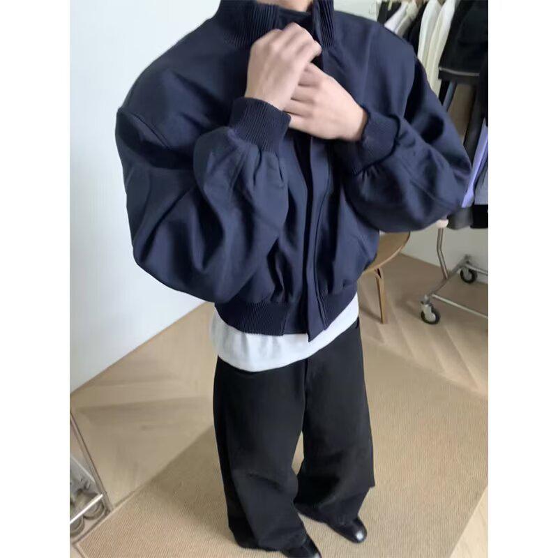 Męska pikowana kurtka bomberka Harajuku 2025 - Wysokiej klasy casualowy kołnierz stojący na wiosnę/jesień