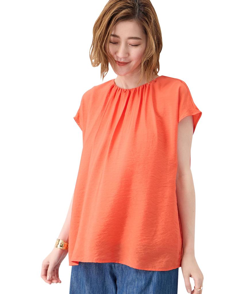 Petit Honfleur Gathered Blouse Orange Women's 523277,