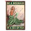 Beach Mermaid Metal Wall Sign for Girls Tiki Bar Hawaii Relax Pub Ocean Happy Place Keep Surfing Home Decor WY