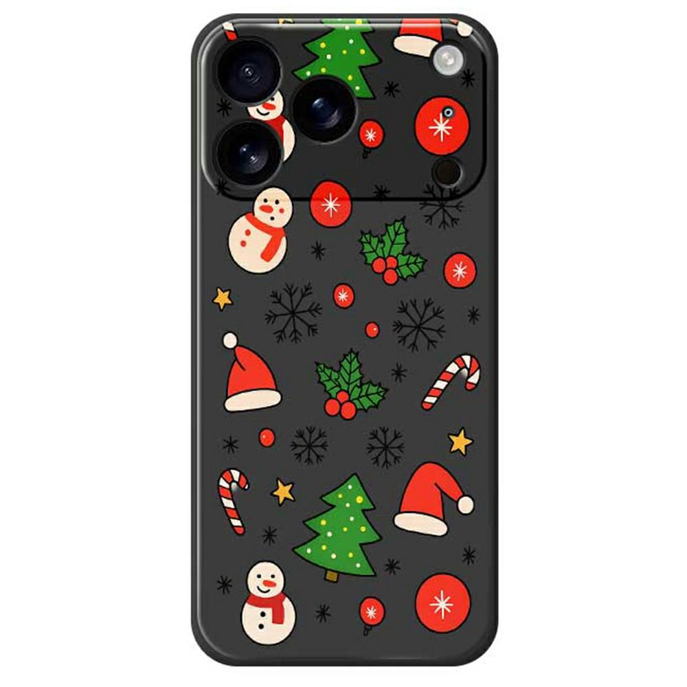For iPhone 17 Pro Max Case Christmas Elements Pattern Printing Straight Edge TPU Phone Back Cover
