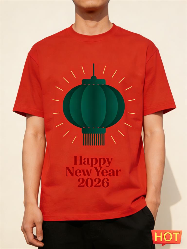 Simple Fashion New Year T Shirts For Men Trendy Holiday Wear 3D Printed Short Sleeve Tshirts Casual Oversized Crew Neck Tees
