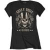 Band Monkey Guns N Roses Ladies TShirt Top Hat Skull Pistols Las Vegas
