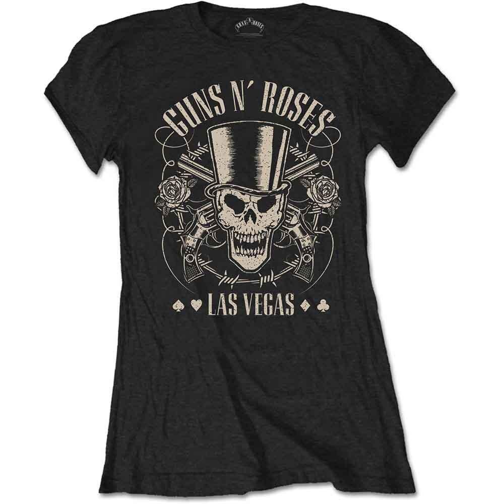 Band Monkey Guns N Roses Ladies TShirt Top Hat Skull Pistols Las Vegas S