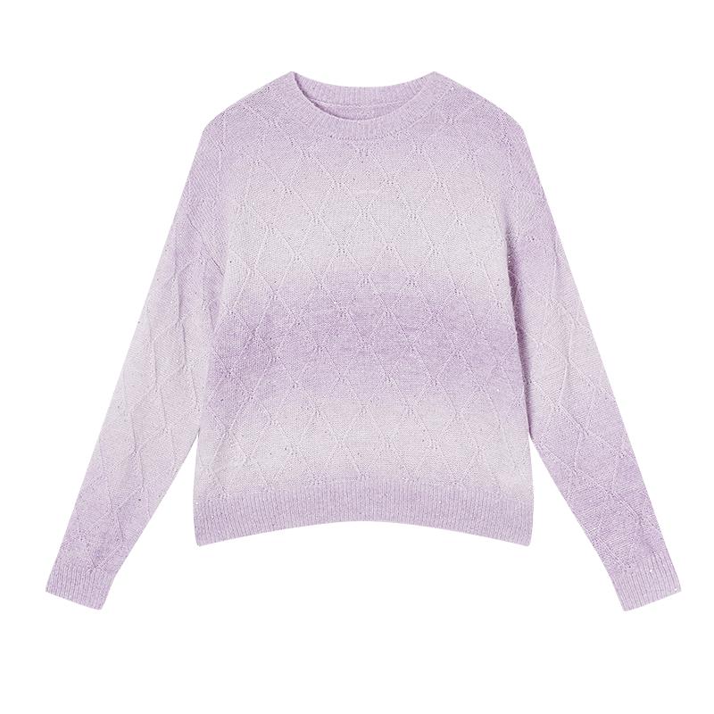 Xiangying Women s Gradient Purple Knit Sweater S