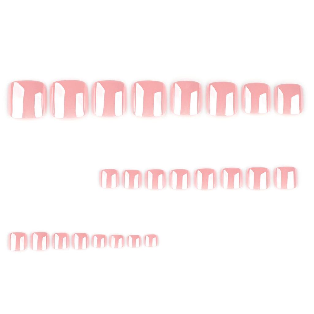 Solid Color Pink Pedicure Stickers - Wearable Coated Nail Tips for Manicures