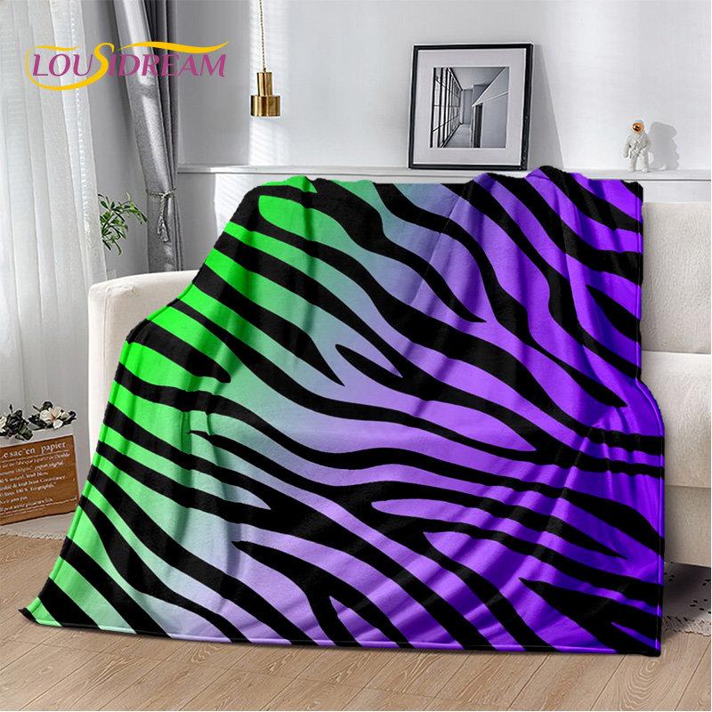 3D Colorful Zebra Pattern Soft Plush Blanket,Flannel Blanket Throw Blanket for Living Room Bedroom Bed Sofa Picnic Office Cover
