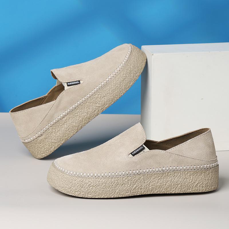 Men's shoes retro loafers men's genuine leather new Doudou shoes breathable soft leather soft sole one pedal casual leather shoes men