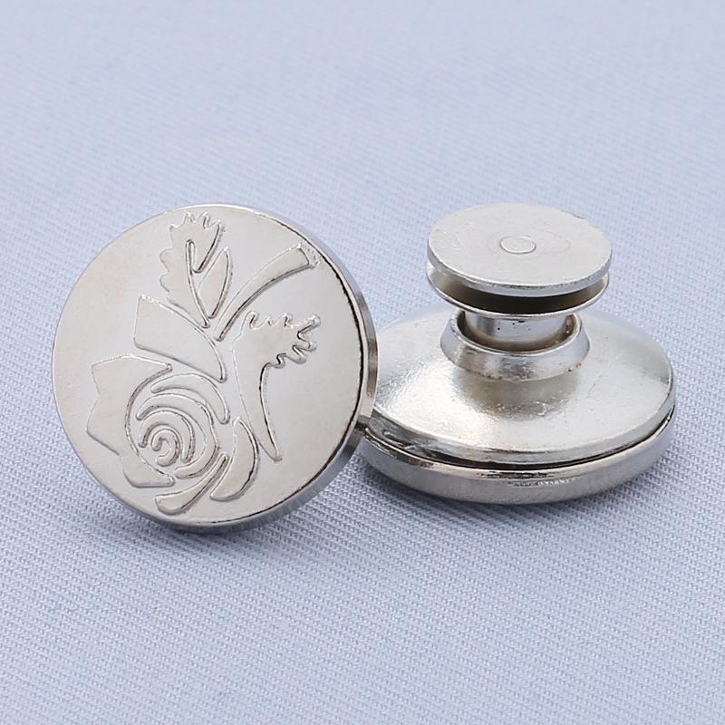 Adjustable 17MM Metal Waist Slimming I-Shaped Jeans Button - Detachable and Nail-Free