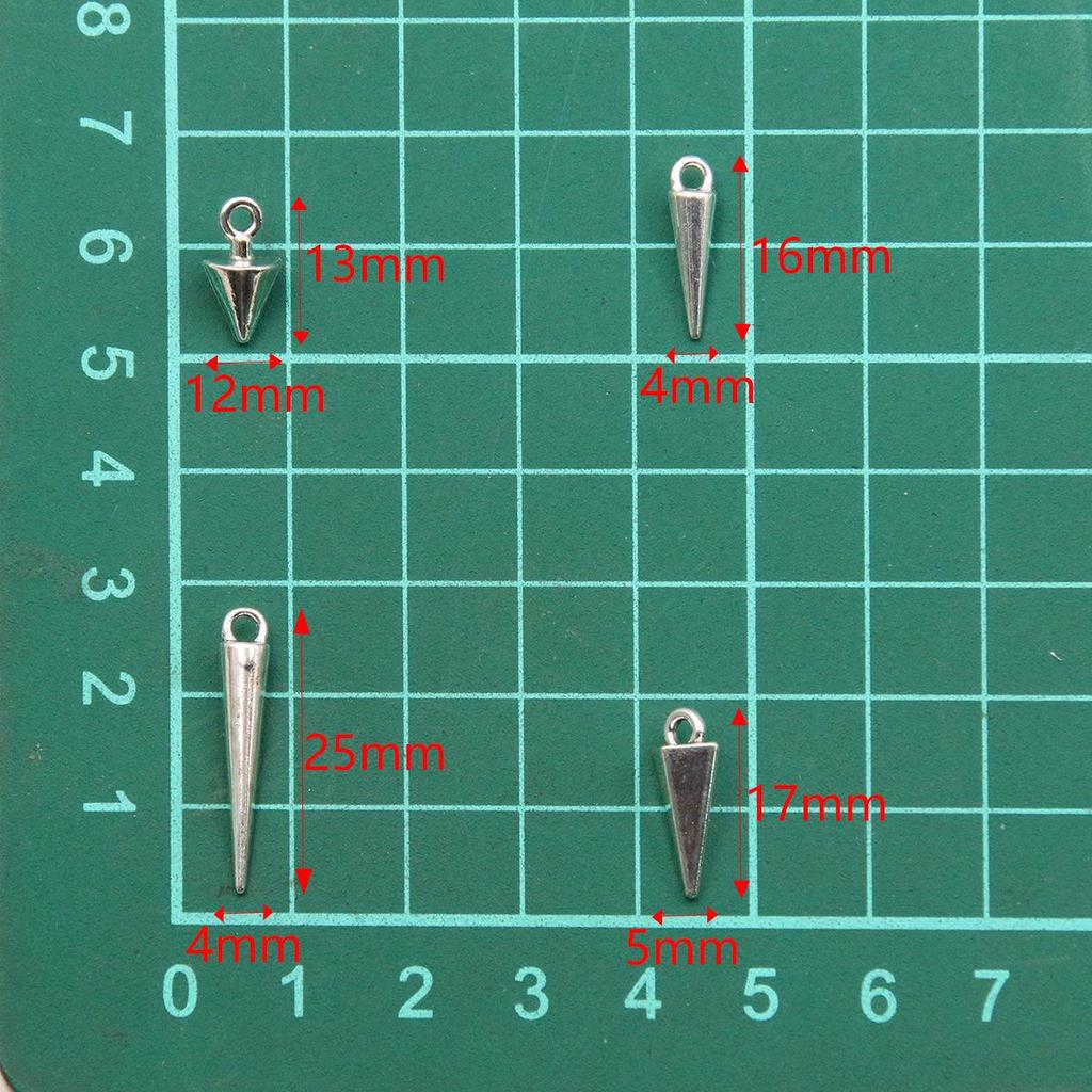 4 DIY Zinklegierung Glänzende Kegelanhänger für Schlüsselanhänger, Taschen, Halsketten und Armbänder