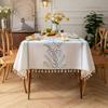 Jiexin European Style Embroidered Tablecloth - Coffee Leaves Design for Home Decor