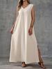 2025 Summer Sleeveless V-neck Side Slit Maxi Dress - Elegant Women's Long Dress