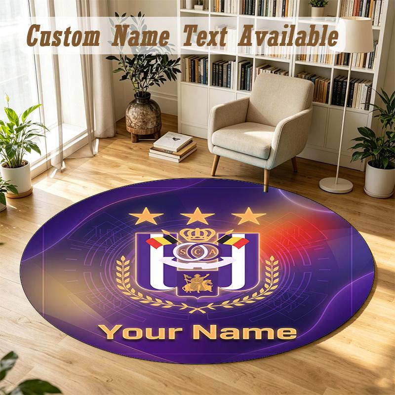 Round Rug Custom NameAnderlecht FC Pattern Non Slip Carpet Home Floor Decor