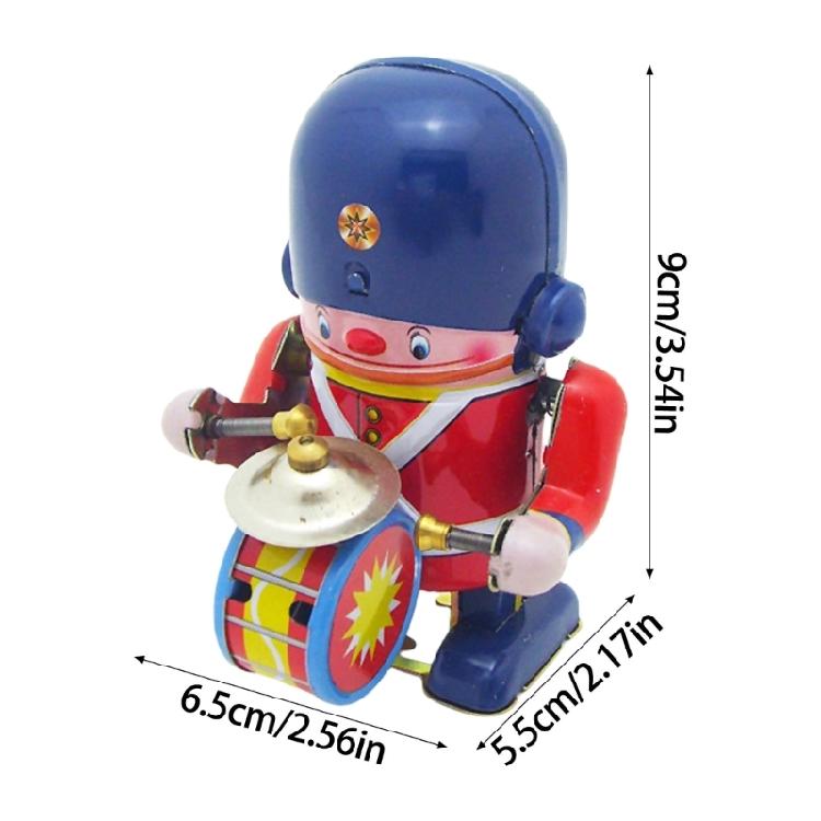 Tinplate Toy Soldier Unique Drummer on Tin Robot Vintage Wind Up Toy for Home Decoration and Collection