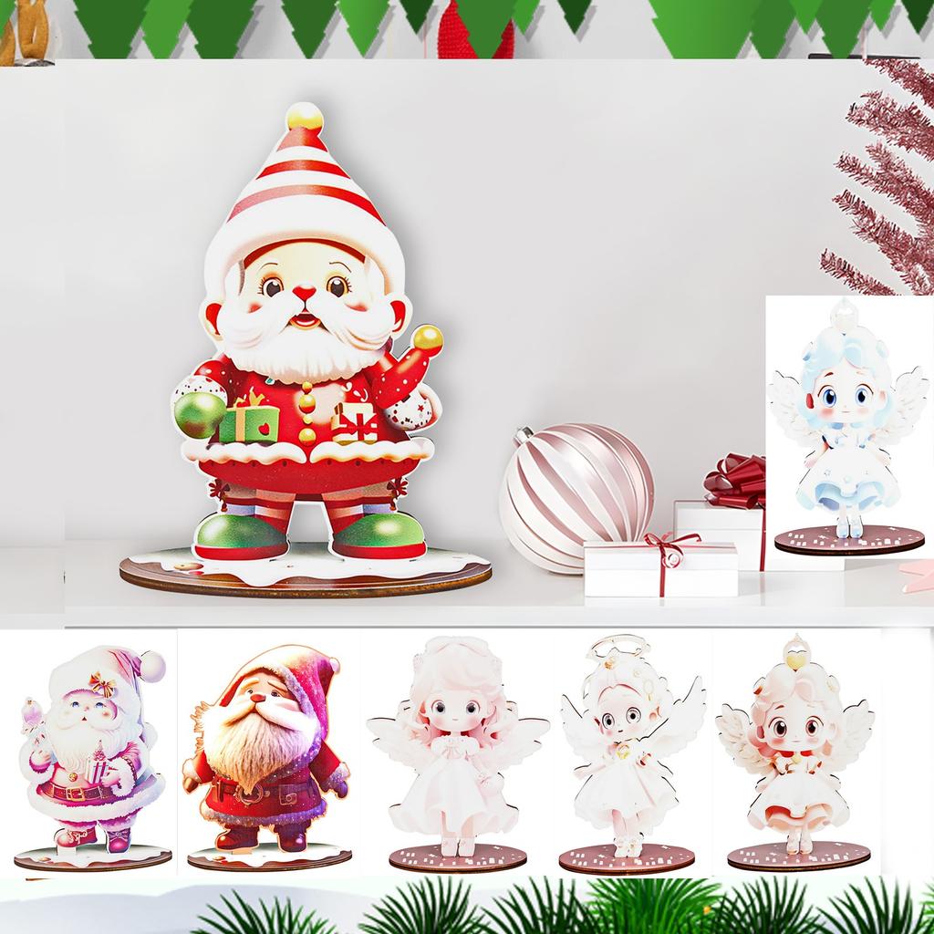 Christmas Decorations Wooden Desktop Ornaments Dining Mall Shop Window Wooden Crafts Colorful Assembly Ornaments