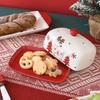 Nordic Christmas Tableware Set, Santa Embossed Ceramic Plates Bowls, Stitched Sealing Canister Collection
