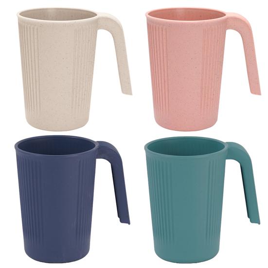 

4 шт. чашка для воды, небьющаяся, с ручками, дизайн с вертикальной линией, легко моется, можно мыть в посудомоечной машине разноцветный