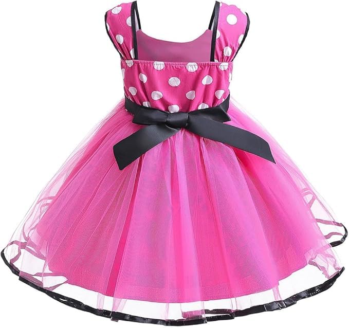 Tzrcyc Minnie Mouse Halloween Costume for Girls, Cute and Popular Polka Dot Skirt, Short Sleeves, Bow Tie, Party, Dance Costume, Photo Shoot,