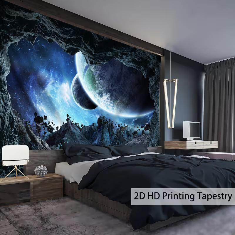 2D HD Print Space Planet & Galaxy Tapestry Bohemian Home Decor 47.2x31.5inch/120*80cm