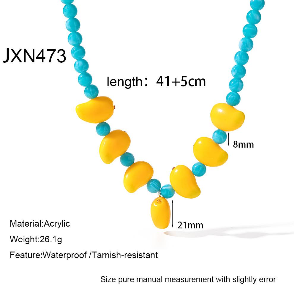 Popular summer vacation style colorful fruit acrylic handmade beaded necklace women do not fade jewelry