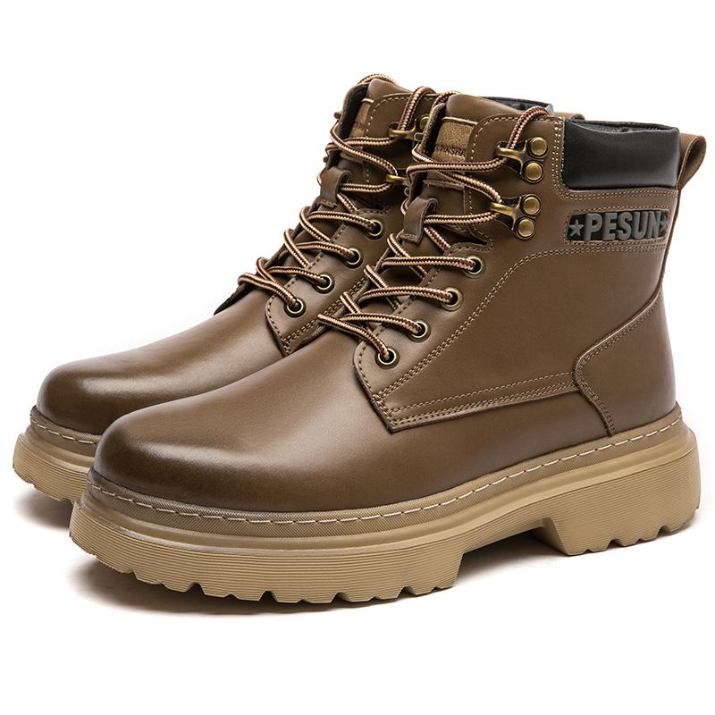

Fashion Genuine Leather Male Motorcycle Boots Outdoor Mens All-match Sneakers Fashion Men s New Ankle Boots Handmade Male High Top Shoe 38 хаки