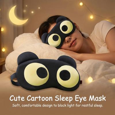 Soft Memory Foam Sleep Mask Light Blocking Eye Mask Cute Design for Students Nap Travel Relieves Eye Strain Comfort Fit