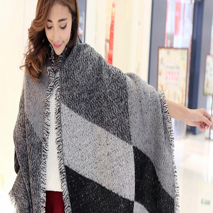 Scarf Women's Autumn and Winter New Woolen Scarf Shawl Dual Purpose Winter Warm Thickening Women's Shawl
