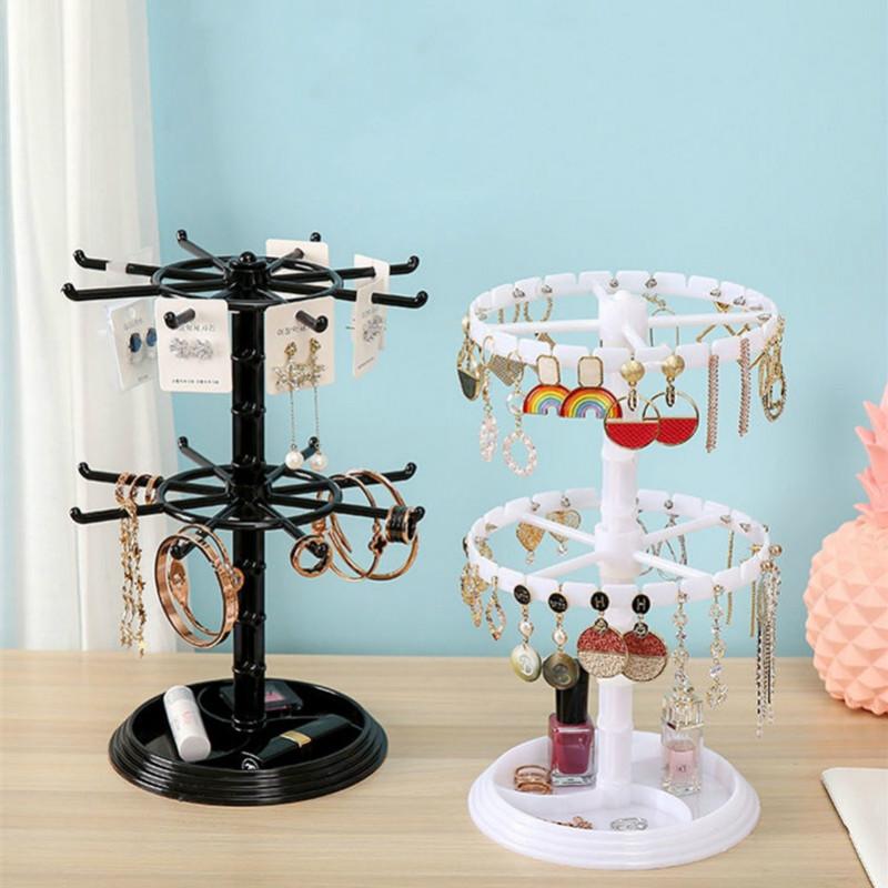Rotating Plastic Earring Storage Rack Bracelet Hanging Necklace Earring Display Rack Small Jewelry Rack Hair Ring Jewelry Tray