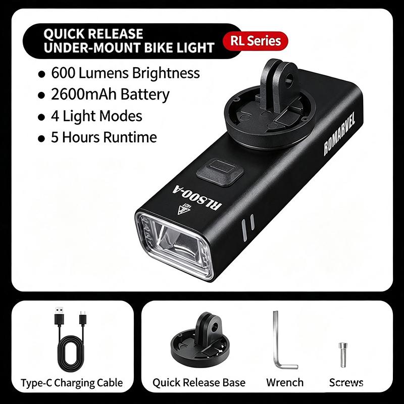 1 Set Ipx6 Aluminum Front Lamp 600Lm Rl600 Bicycle Lights 2600Mah Rechargeable Led Bike Light Road Cycling Headlights