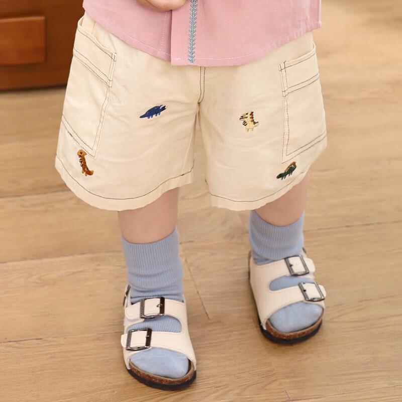 LUSON Little O Dad Baby Boys  Summer Thin Embroidered Cotton Cargo Shorts 80