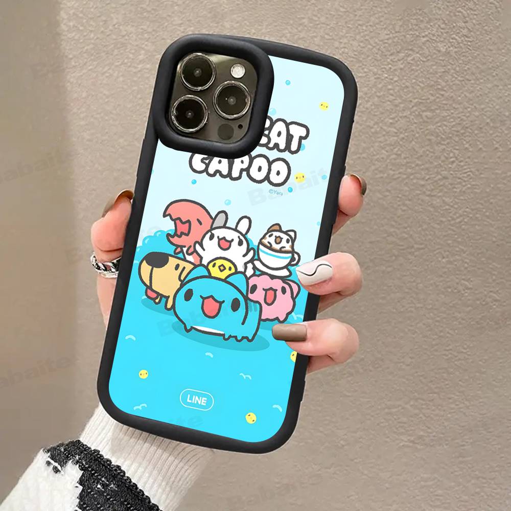 Bugcat Capoo Cute Phone Case For iPhone 16 15 14 Plus 13 12 11 17 Pro Max Pro Soft Cover