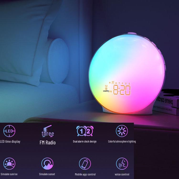 RGB Ambient Sunrise Sunset Alarm Clock Colorful Wake-Up Light