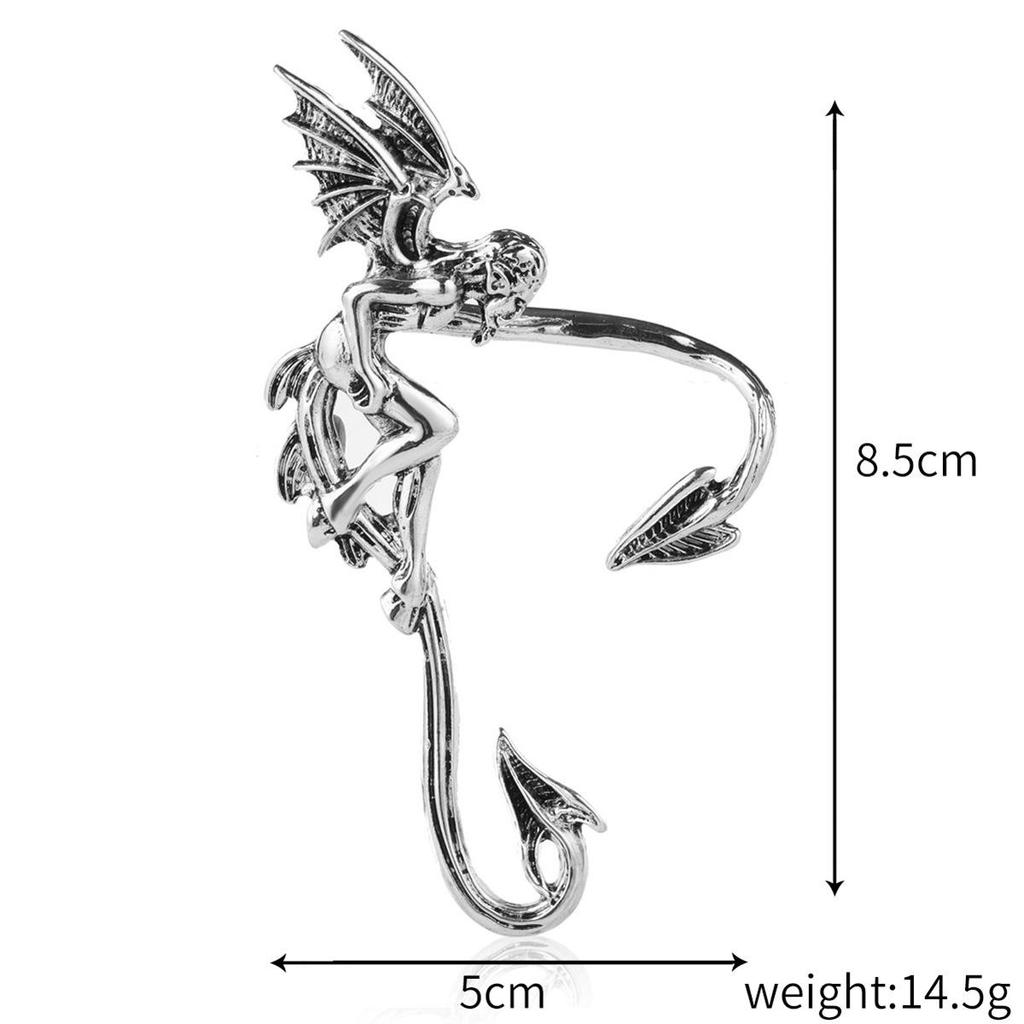 Retro Gothic Elf Wing Ear Clips: Dark Punk Devil & Dragon Style Earrings for Women