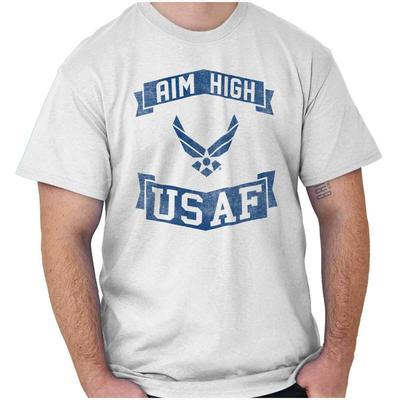 United States Air Force Wings Logo Aim High Womens or Mens Crewneck T Shirt Tee
