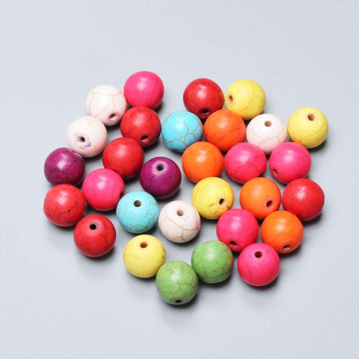 

20-60 шт. Випадковий Мікс Кольорів Круглі Натуральні Камені Розсипні Бірюзові Намистини Для Виготовлення Ювелірних Виробів DIY Ручної Роботи Намисто Брелок Браслет Матеріал Аксесуари 10mm 30Pcs